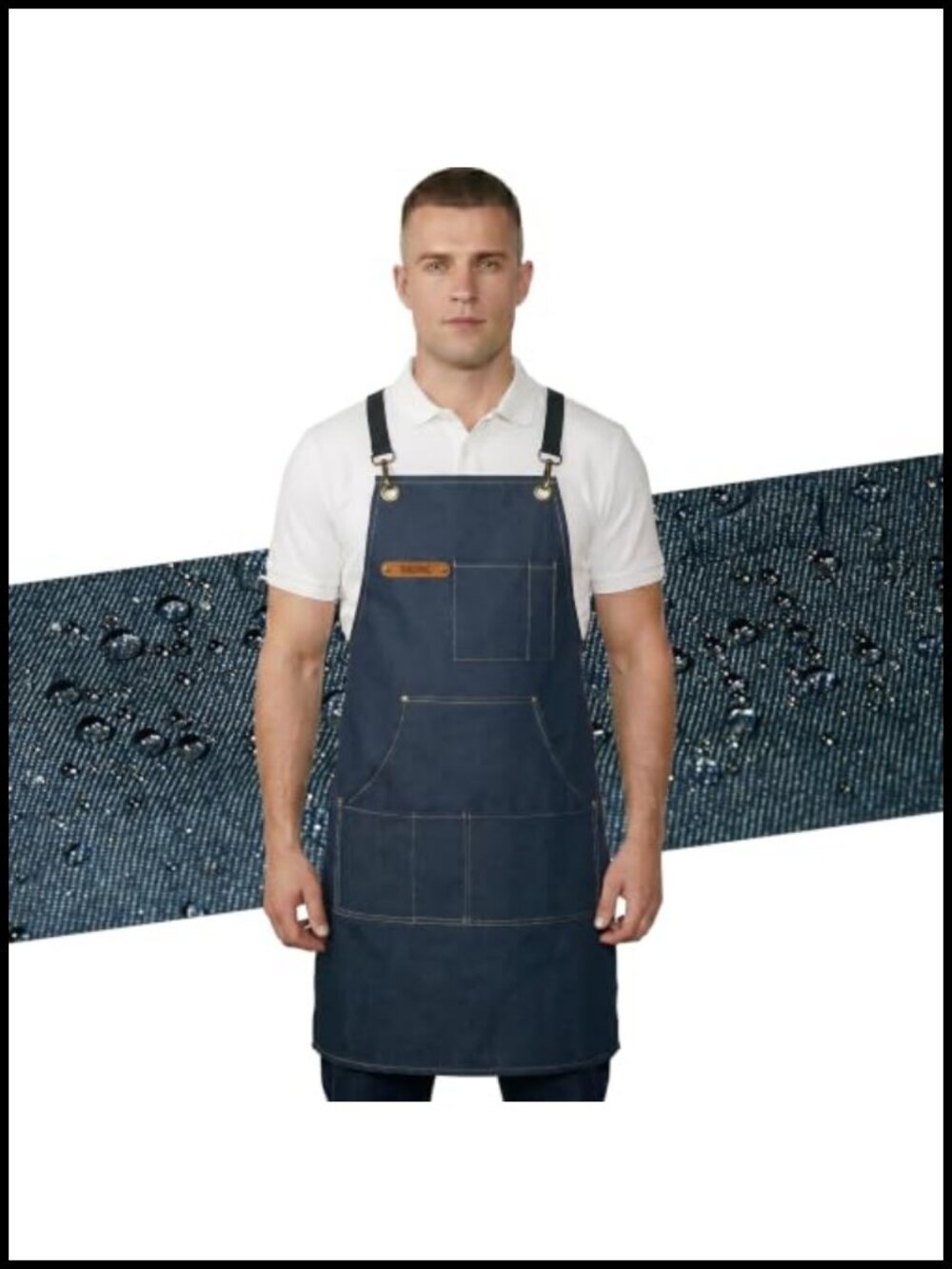 Unisex Chef Apron Cross-Back Water-Resistant Cotton Canvas Large Pockets